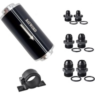 10 Micron 50MM Inline Fuel Filter with 6AN 8AN 10AN Adapter Fitting & Bracket Clamp Universal