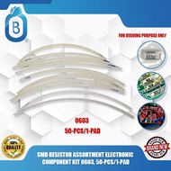 SMD RESISTOR ASSORTMENT ELECTRONIC COMPONENT KIT 0603, 50-PCS/1-PAD