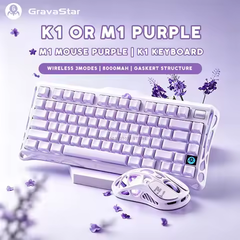 Gravastar Mercury K1 Purple Wireless Gaming Mechanical Keyboard Or M1 Purple Wireless Gamer Mouse Bl