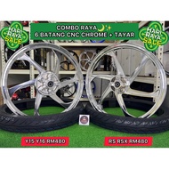 SPORTRIM 6 BATANG CNC CHROME PNP Y15 Y16 RS RSX + TAYAR BUNGA DIAMOND