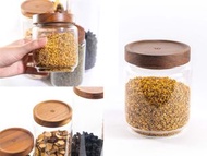 島嶼製作 - islandoffer 島嶼製作 圓柱形玻璃茶葉罐連圓形木蓋 350ml (小)