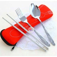 Pouch Set Spoon Chopsticks Fork Stainless Steel Travel Pouch Set Souvenir MYX Store