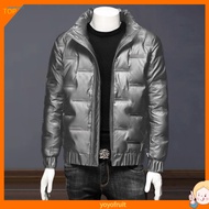 YOF  Windproof Down Jacket Shiny Cotton Jacket Stylish Men's Down Jacket for Winter Warm and Trendy Outerwear for Southeast Asian Men