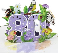 Cardology 80th Birthday Pop Up Card - 80th Birthday Card for Women (30cm x 15cm)