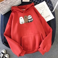 Anime Bears Printed Kawaii Hoodies Tops Plus Velvet Harajuku Sweatshirts Unisex Long Sleeve for Winter Pullovers
