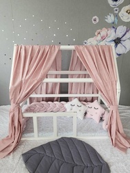 蒙特梭利床罩（2 件套）灰色薄紗罩，床華蓋