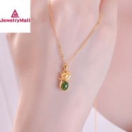 24K Saudi Gold Nasasangla pawnable 100% Original  Chrysoprase fox queen stone feng shui necklace for women gift