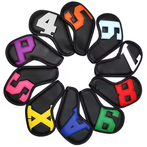 Siranlive Golf Iron Head Covers 9PCS/10PCS (4~9,P ,A ,S，X ) Simple Style Waterproof PU Leather