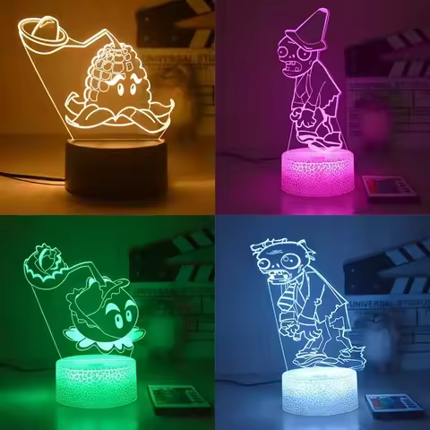 Plants Game Vs Zombies Peripheral Cartoon Toys 3d Night Light Creative Model Desktop Ornament Childr