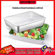 HomeShipMall Loyang with Cover Penutup Stainless Steel Makanan Container Keluli Pinggan Tahan karat 