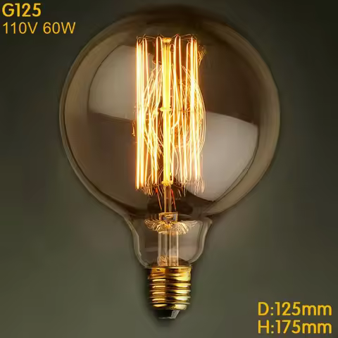 Outlet free ship Globle G125 110V 60W straight 5" filament lamp for vintage edison fixture E27 AC110