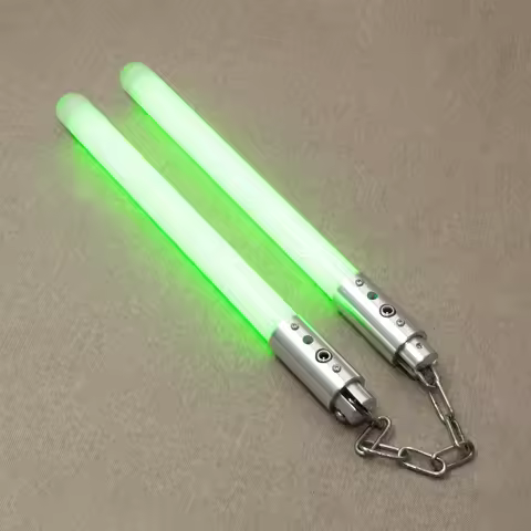 Nunchaku silver aluminum alloy metal pixel LED light 7 color change martial arts drill duel