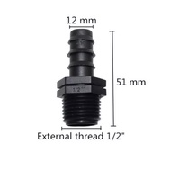 Connectors 1/2田 20mm to PE Hose 12mm Fertigation Garden Hose Barb Fittings 1/2 inch 20mm Male Thread