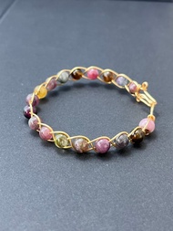 客製 手工金屬繞線 天然石 糖果 碧璽 碧茜 手鐲