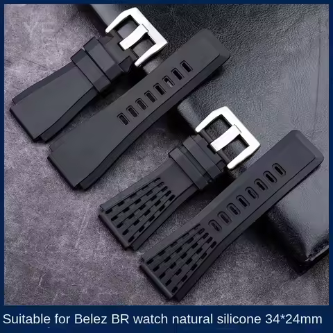 Breathable Skin Friendly Silicone Watchbands for Bell Ross BR01 BR03 Modification Watch Accessories 