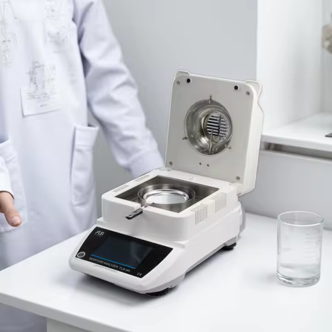 Moisture Analyzer, Spanish & English, German Balance, 0.01% Readability, 0.001g, 110V, 3 Drying Mode