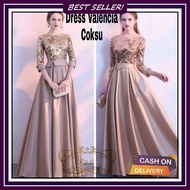 Dress Wanita Gaun Pesta Brokat Kondangan Elegan Terbaru Kekinian Korean Style Model Sekarang Polos Mewah Cantik Baju Dres Untuk Natal Cewek Korea Remaja Perempuan Dewasa Dress Valencia Gaun Pesta Terbaru Dress Panjang Premium Dress Korea Kekinia EE812