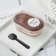 (50PCS)280ml/500ML Transaprent Dessert Box for Chocolate Cake Tiramisu Pudding Jelly Bekas Kek Tiram