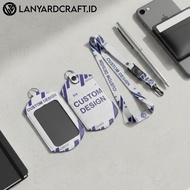 [K4] Custom Leather ID Card Holder + Custom Lanyard Full Printing Company Name Logo TAG - Leather ID