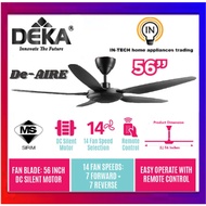 DEKA CEILING FAN DR 20L 56" HIGH perfomance 188mm AC MOTOR With LED Light 4 Speed RF Controller + Remote (Black)