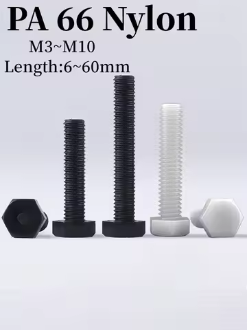 Hexagon Plastic Screw M3 M4 M5 M6 M8 M10 Nylon Hex Head Screws Black /White Plastic Hexagon Bolts Sc