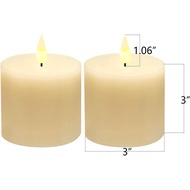smtyle 3x3 inch Flameless Battery Operated Flickering Christmas Candles with Timer Pack of 2 for Hom