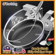 Worthbuy SUS 316 Stainless Steel Pan Non-Stick Nano Honeycomb Pattern Long Handle Frying Pan With/Wi