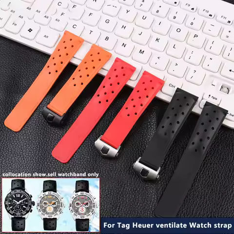 Fashion Sport rubber Watch strap For Tag Heuer MONACO CARRERA FORMULA 1 Bracelet 22mm Men's Black or