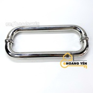 304 stainless steel door handle, D-shaped tempered glass door pull handle with hole 275mm (300mm*275