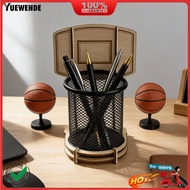 [YW]✯Basketball Pen Holder Metal Mesh Cup Desk Organizer Basketball Stand Style Pencil Holder Ruler 
