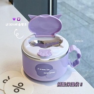 304 Stainless Steel ins Instant Noodle Bowl Student Dormitory with Lid Easy-to-Wash Drainable Keep W