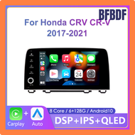 BFBDF Android10.0วิทยุสเตอริโอรถยนต์9นิ้ว2 Din สำหรับ Honda CRV CR-V 2017 2018 2019 2020 2021 Gavigation GPS ชุดวิทยุสำหรับติดตั้งในรถ Carplay พร้อมหน้าจอ2 Din No DVD FHDFS