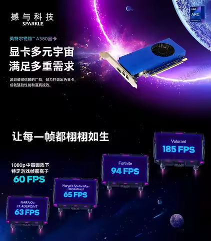 Gaming Graphics Card Intel Arc A380 Pioneer Half-height Knife Card 6GD6