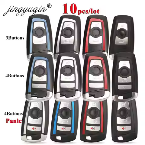 jinyuqin 10pcs 3/4BTN Smart Remote Keyless Shell for BMW F CAS4 3 5 7 Series 2009 - 2016 E90 E92 E93