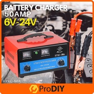 6V / 12V / 24V Battery Charger 50AMP 50A Electric Power Charging Car Motorcycle Pengecas Bateri Kere