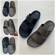 HS LUXURY 129 cowhide slippers with embossed logo - Fashionable cross-strap flip-flops for men and w