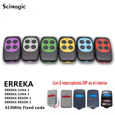 Garage Remote Control Copy ERREKA LUNA 2 3 RESON 1 2 433.92MHz Fixed Code 8 Dip Switch KUMA KU02 Gat