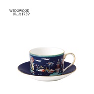 Bộ tách và đĩa kê sứ xương Wedgwood họa tiết Wonderlust Blue Pagoda dung tích 150ml