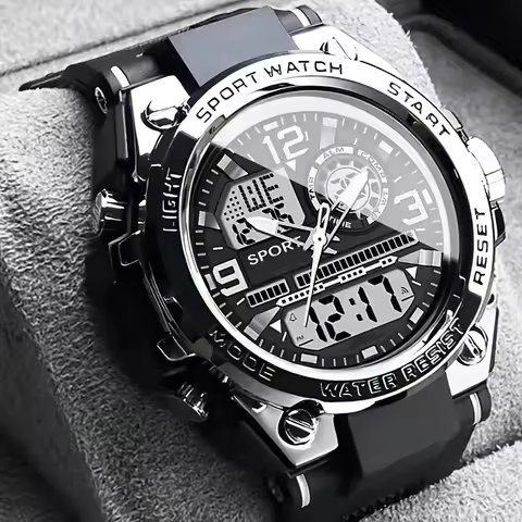 Men's and Women's Dual Display Racing Watch: Large Dial ++ Alarm Clock + Dual Calendar + Second Coun