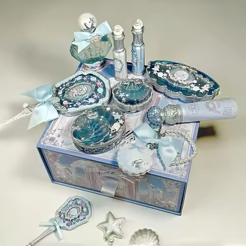 Flower Knows Shells Jewel Makeup Set for Women - Eyeshadow Blush Lip Glaze Full Kit - Gift Set