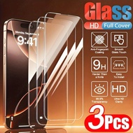 3Pcs Full Cover Screen Protector for iPhone 11 12 13 14 15 16 17 Pro Max Glass for iPhone 14 15 Plus