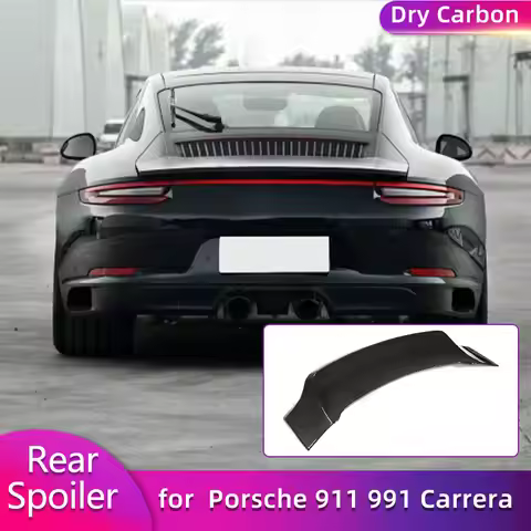 Prepreg Dry Carbon Rear Trunk Spoiler Wings for Porsche 911 991 Carrera 4 GTS 2017 2018 Car Racing R