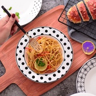 Unique European-Style Western Food Plate Nordic Lace Geometric Ceramic Household Tableware Pasta Pla