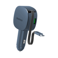 MOMAX - 60W 伸縮充電線雙接口車用充電器 1-MOVE⁺ (灰色) - UC19E