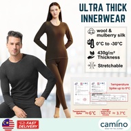 CAMINO Winter Cashmere Ultra Warm Heattech Thermal Wool Underwear Women Men Long Johns 加厚保暖内衣 Inner 