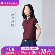 GIORDANO Women Polo Shirts Cool-Touch Sun Protective Polo Shirts Short Sleeve Summer Simple Fashion 