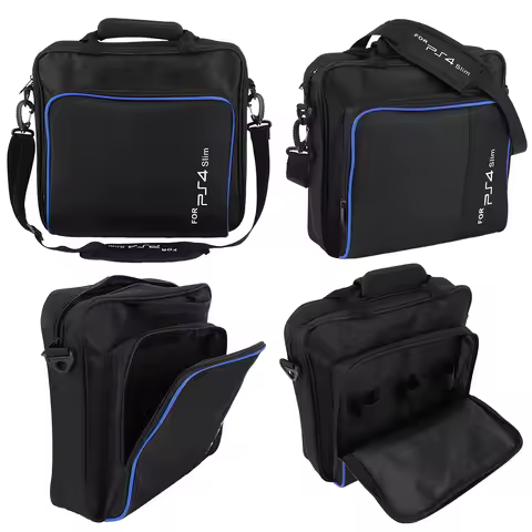 Carrying Case for PS4 Slim System and Accessories Waterproof Protective Shoulder Bag Shockproof Trav