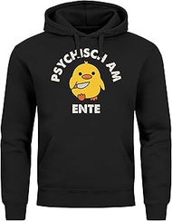 Men's Hoodie Psychic on Duck Knife Joke Word Game Statement Saying Meme Hoodie, duck black, Large