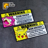 【Ready Stock】 King Bumper Stickers Pikachu Slowpoke Reflective Warning Stickers Personality Car Moto