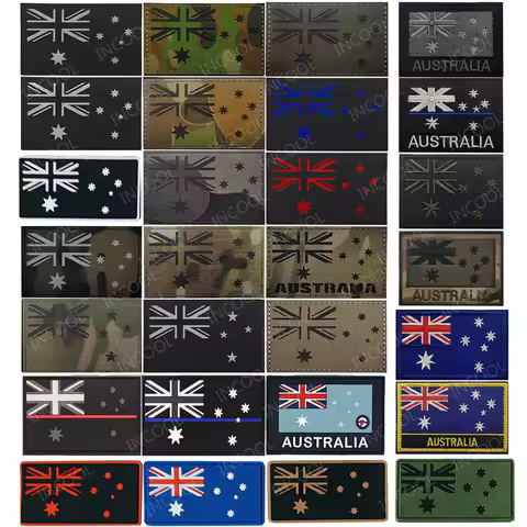 Australia Flag Embroidered PVC Rubber Infrared IR Reflective Patches Appliqued Sticker Chevron Strip